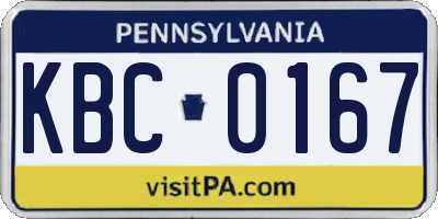 PA license plate KBC0167