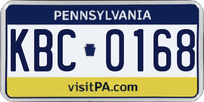 PA license plate KBC0168