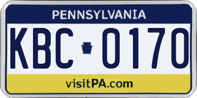PA license plate KBC0170
