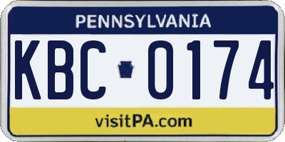 PA license plate KBC0174
