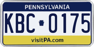 PA license plate KBC0175