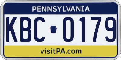 PA license plate KBC0179