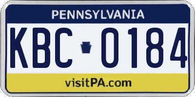 PA license plate KBC0184