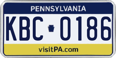 PA license plate KBC0186