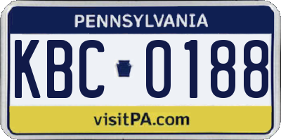 PA license plate KBC0188