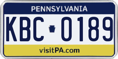PA license plate KBC0189
