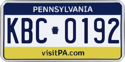 PA license plate KBC0192