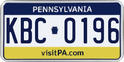 PA license plate KBC0196