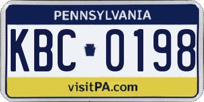 PA license plate KBC0198