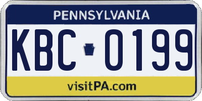 PA license plate KBC0199