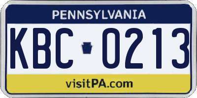 PA license plate KBC0213