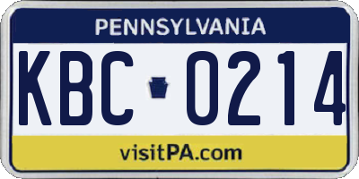 PA license plate KBC0214