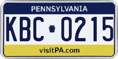 PA license plate KBC0215