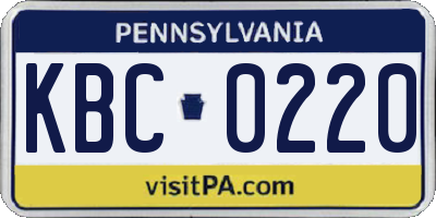 PA license plate KBC0220