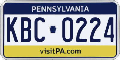 PA license plate KBC0224