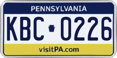 PA license plate KBC0226