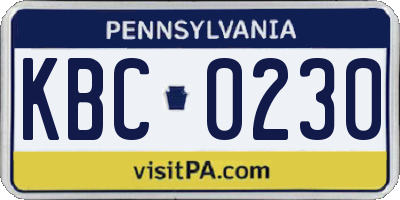 PA license plate KBC0230