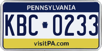 PA license plate KBC0233