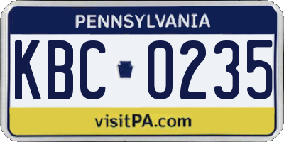 PA license plate KBC0235