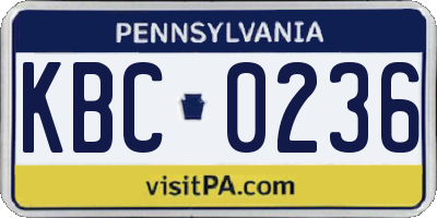PA license plate KBC0236