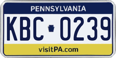 PA license plate KBC0239
