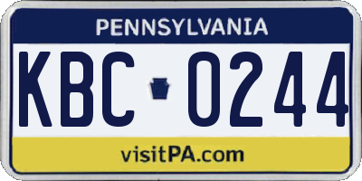 PA license plate KBC0244