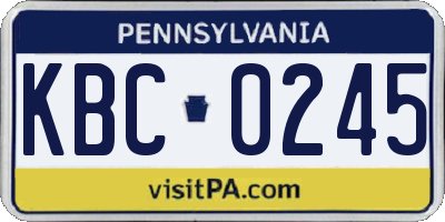 PA license plate KBC0245