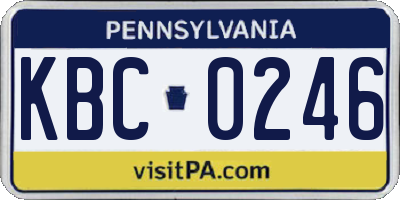 PA license plate KBC0246