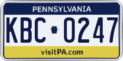 PA license plate KBC0247