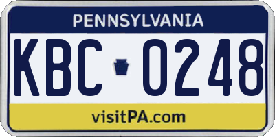 PA license plate KBC0248