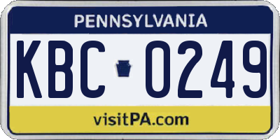 PA license plate KBC0249
