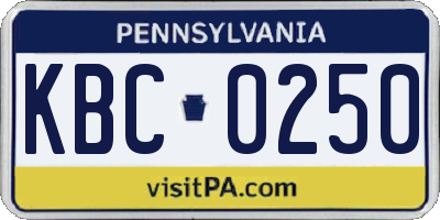 PA license plate KBC0250