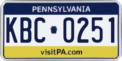 PA license plate KBC0251