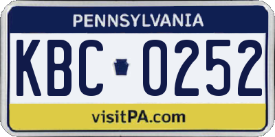 PA license plate KBC0252
