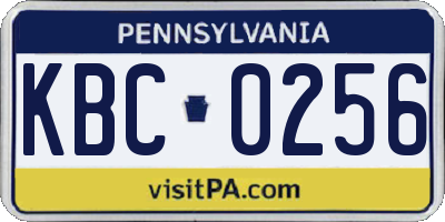 PA license plate KBC0256