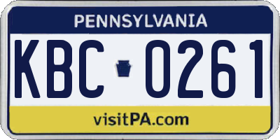 PA license plate KBC0261