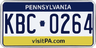 PA license plate KBC0264
