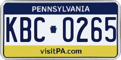 PA license plate KBC0265