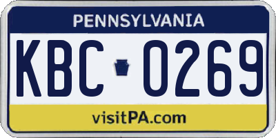 PA license plate KBC0269