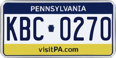 PA license plate KBC0270