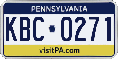PA license plate KBC0271