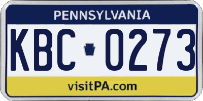 PA license plate KBC0273