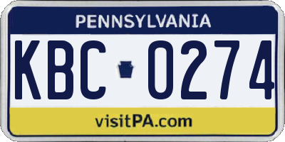 PA license plate KBC0274