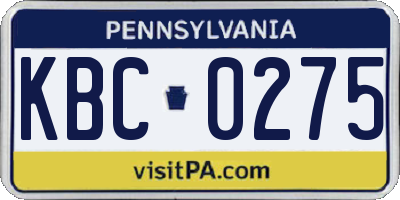 PA license plate KBC0275