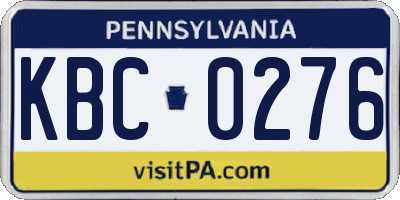 PA license plate KBC0276