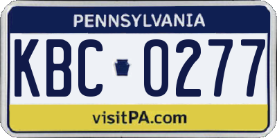 PA license plate KBC0277