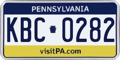 PA license plate KBC0282