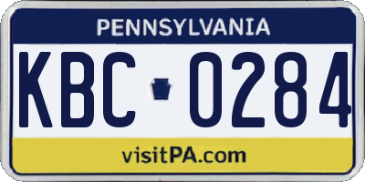 PA license plate KBC0284