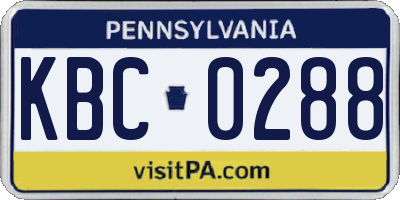 PA license plate KBC0288