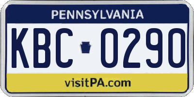 PA license plate KBC0290